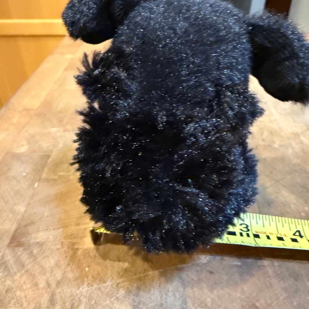 Black Plush Dog “Sammy” Justice 6 inch Black Terroir Dog Sparkly Collar - Picture 2 of 12